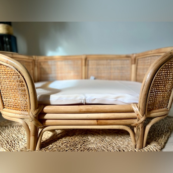 SMALL- Unique Handmade Bamboo pet bed with cushion ( removable cover) - Picture 4 of 5